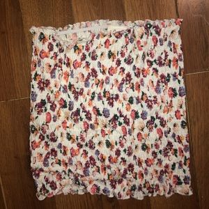 strapless flowered shirt